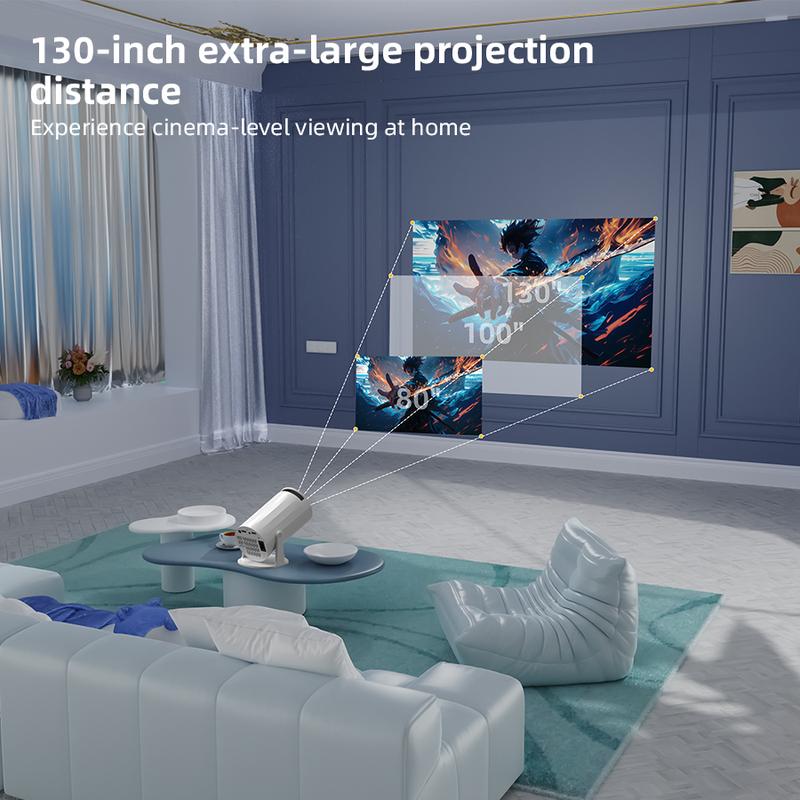 XBJ Diamond Projector 24/5G WiFi 360 Degree HD LED Multifunctional Projector with Built-in Speaker for Home Cinema Outdoor Use and 4K Decoding Ideal Holiday Gift