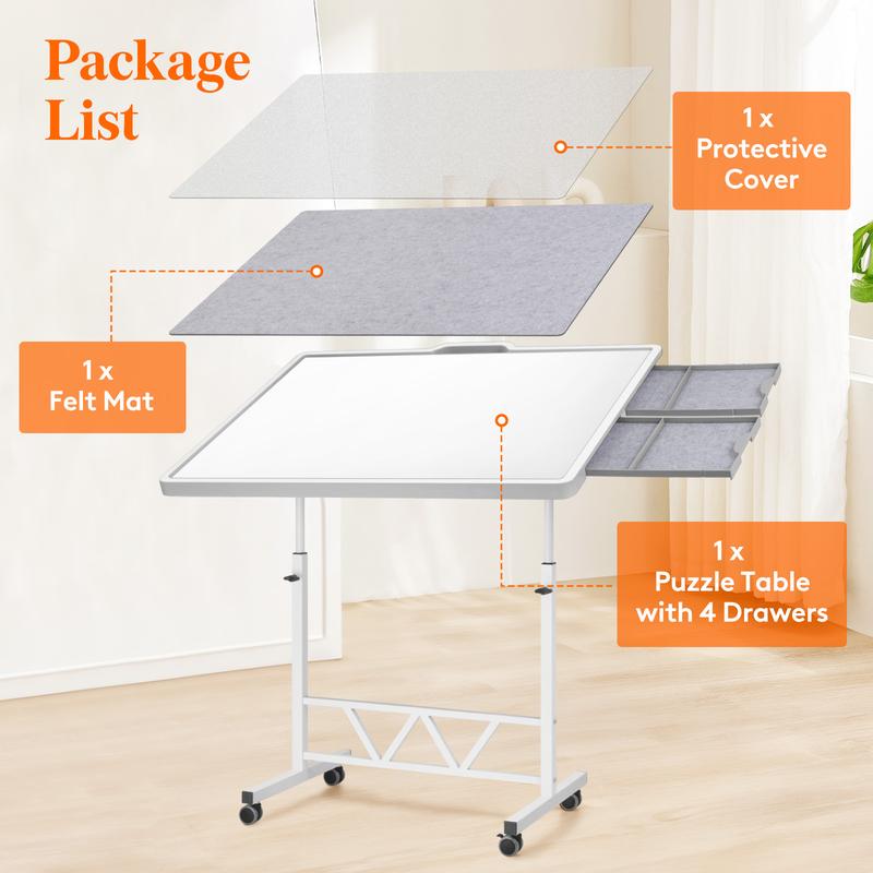 Lifewit 1500-Piece Jigsaw Puzzle Board with Drawers – Multiple Options: Rotating, Tilting, Adjustable Height, Ideal Gift for Puzzle Lovers