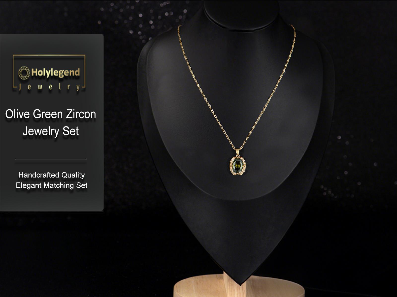 Holylegend Olive Green Zirconia Marlu Jewelry , 18K Gold Plated Necklace , Sterling Silver Chain Jewelry Gifts ，Necklaces for Women-Official Elegant Premium