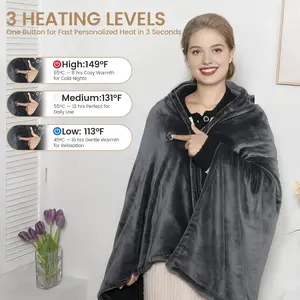 Heated Electric Blanket – Fast Warming, Ultra-Soft Flannel, Adjustable Heat Settings, Auto Shut-Off for Home & Office Comfort