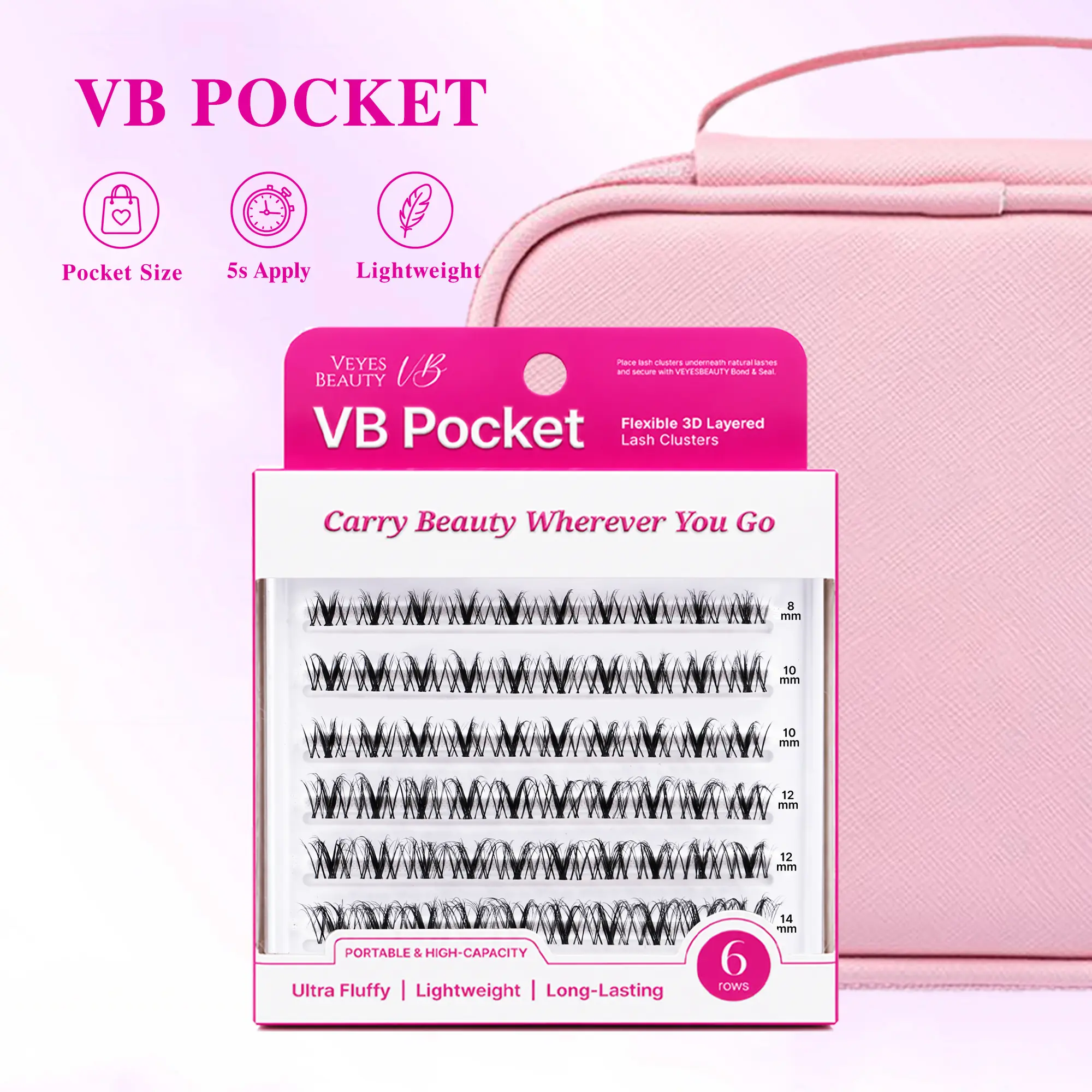 VEYESBEAUTY VB Pocket Series Lash Clusters, 9 Styles DIY Makeup Extensions, 3D Wispy Fluffy Natural False Eyelashes