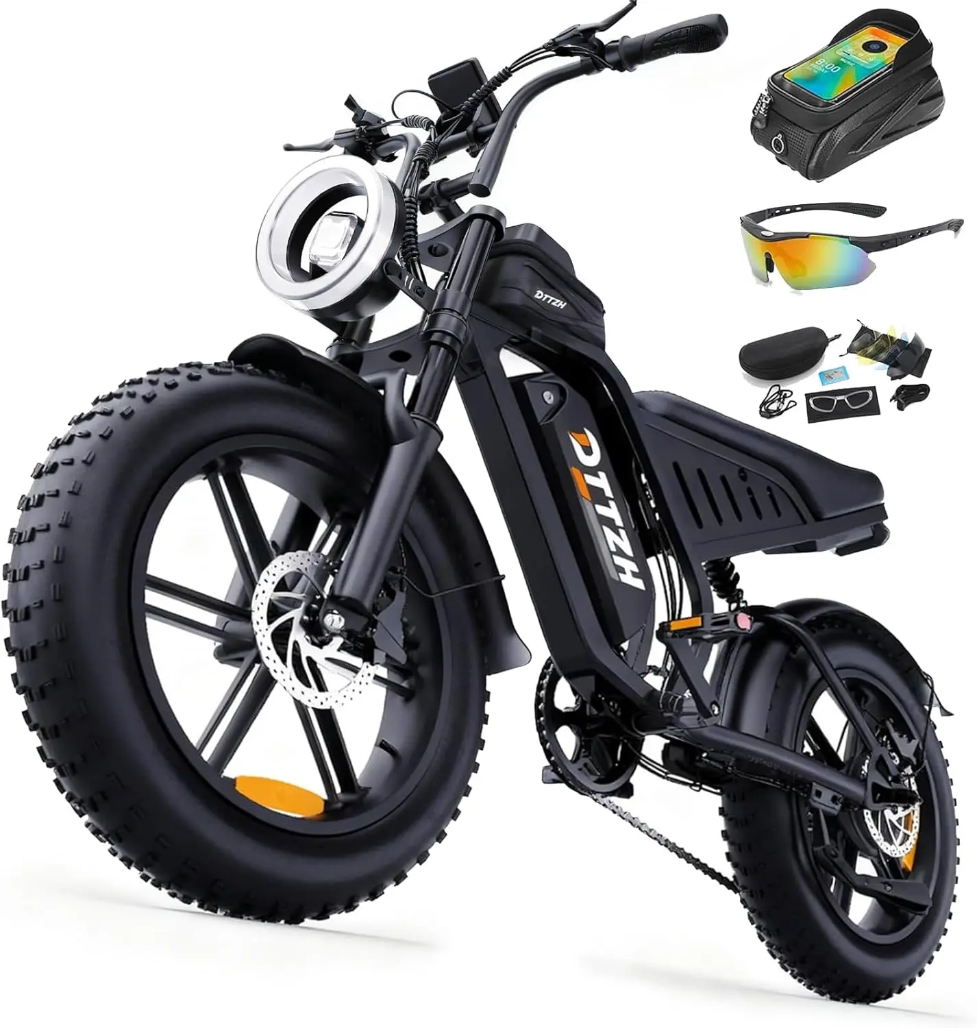 DTTZH F6 Series Electric Mountain Bike for Adults, 1500W Peak Power Full Suspension Fat Tire All-Terrain Bike, 48V 15Ah Removable Battery, 33 MPH Top Speed with LED Headlight & Speed Unlock Tutorial, UL 2849 Certified, Off-Road Cycling