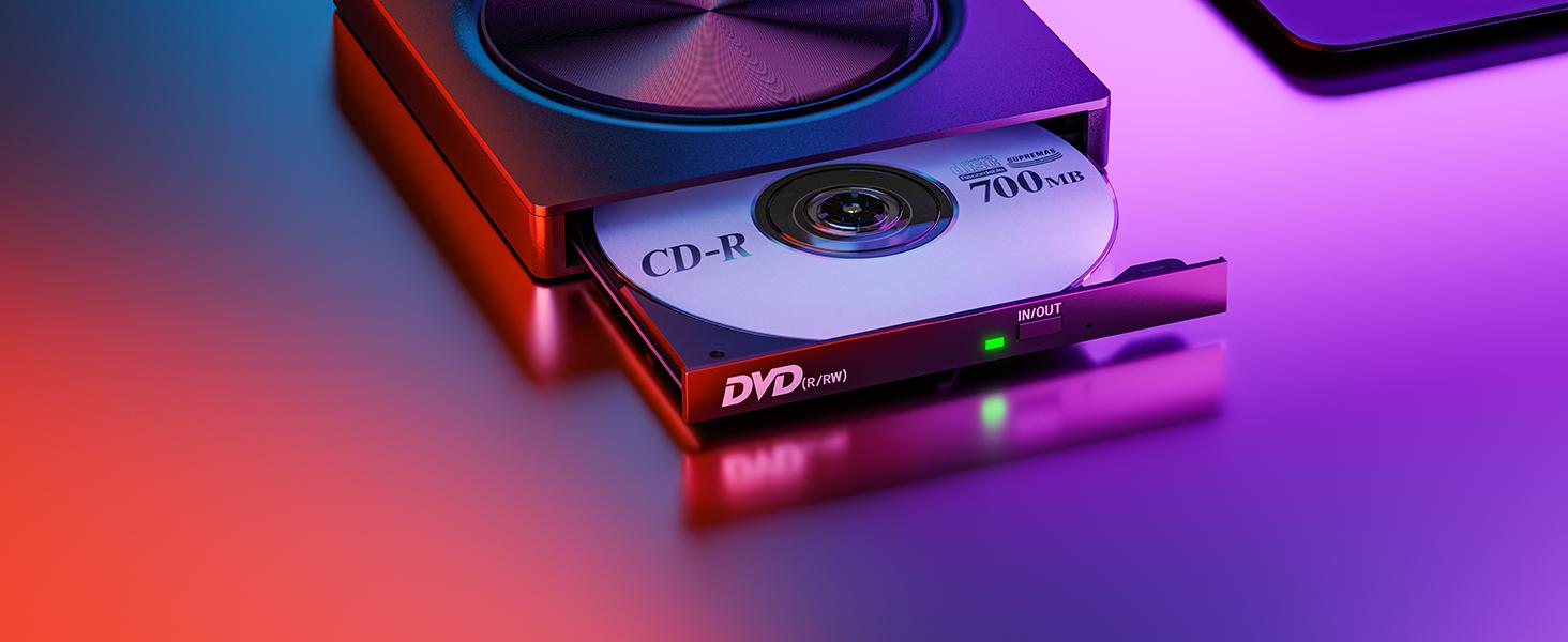 【Mother's Day Gift】Retro Choice-External Laptop DVD Player USB C 3.0 Portable CD Burner - Compatible with Mac, Windows 11/10/8/7, Ideal for Bringing Back Memories,Christmas gift