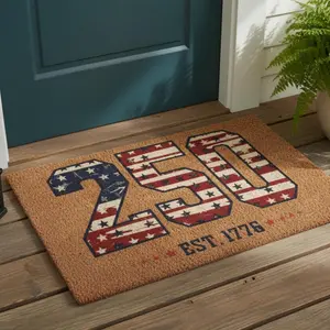 USA 250th Anniversary Door Mat, 4th of July Polyester Microfiber Mat, 1776-2026 Patriotic Eagle Rug, Independence Day Decor, Gift for American Lovers.