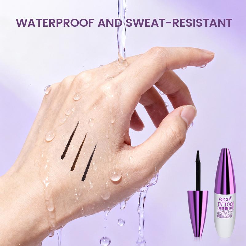 Easy Peel-Off Eyebrow Gel - Waterproof & Sweatproof, Long-Lasting Black or Brown Tattoo Tint, Film Forming, Medium Coverage for All Skin Types, 10g Makeup Cosmetic