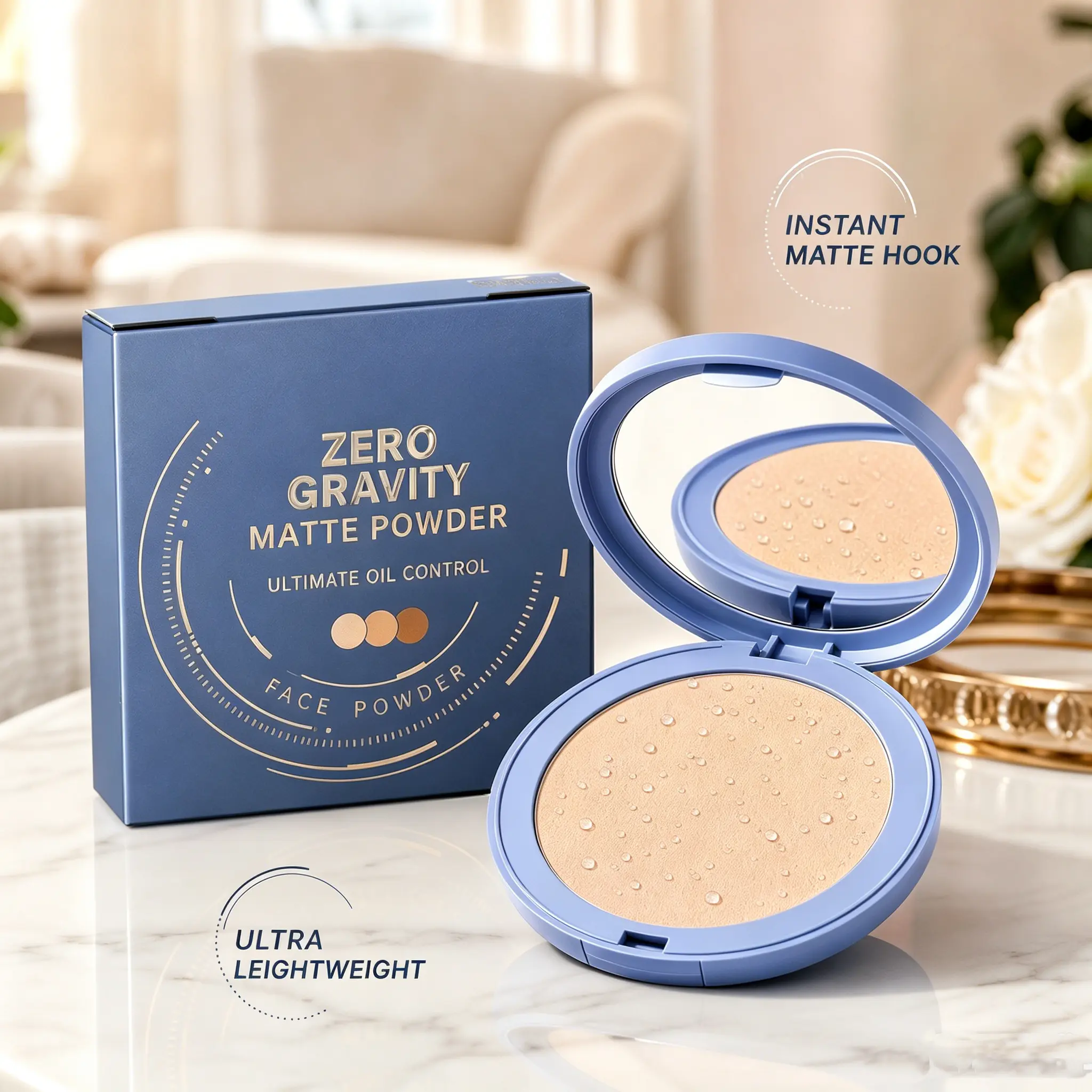 Pore Blurring Pressed Setting Powder - 24H Oil Control, 24H Wear, Waterproof, Translucent Matte, Non-Toxic, Lightweight, Alcohol-Free, Sensitive Skin-Friendly, for Oily & All Skin Types, Flawless Base & Finish