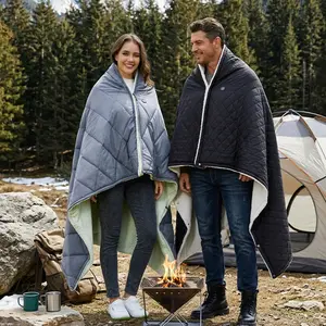 PETREL Christmas Gift Heated Blanket Jacket Battery Operated, Portable Heated Shawl Poncho Coat with 3 Heat Levels,Electric Outdoor Heating Throw for Camping,Traveling,Picnics,Machine Washable