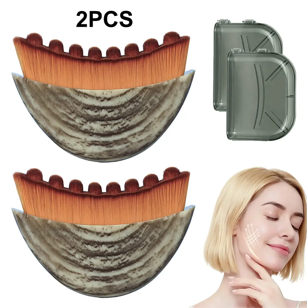 Cotsoco Lymphatic Contour Face Brush for Jawline & Chin Sculpting, Soft Bristles Dry Brushing Massager for Lymphatic Drainage & Facial Fatigue Relief, Beauty Roller Daily, Gift for Women