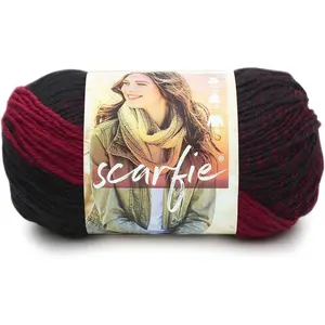 (1 Skein) Scarfie Bulky Yarn, Cranberry/Black