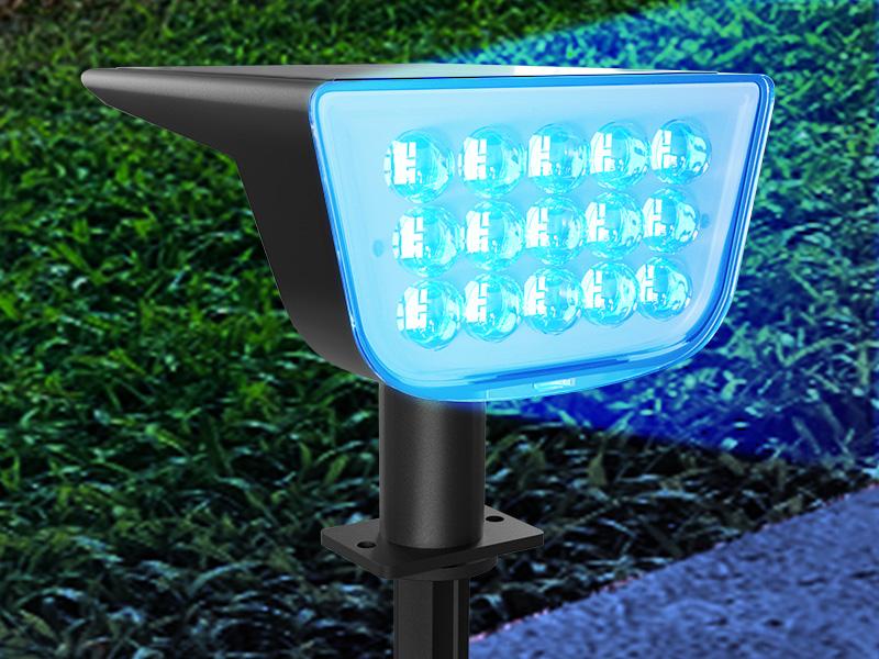 Upgrade RGB Landscape Spotlights,Christmas Solar Outdoor Lights with RGB Cycle Color Changing/Warm White/6 Fixed Color,Brighter with Light-gathering Concave Lens,Auto ON/OFF & Waterproof for Walkway Backyard Patio Yard Garden Halloween Accent Lightingng