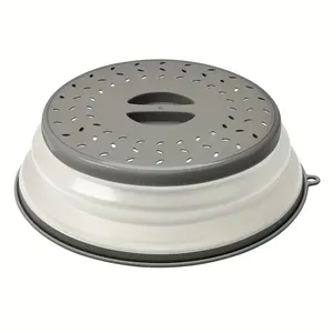 Collapsible Microwave Splatter Cover, 10.5 Inch Microwave Plate Cover With Steam Vent, Vented Microwave Lid with Hook Hole, Splatter Guard for Plate Dish Bowl, Vegetable Fruit Colander Multi-function Kitchen Gadget