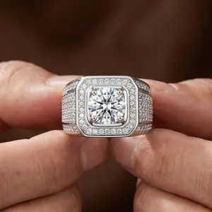 Men's Full Diamond Fashion Ring Adjustable Large Size Sparkling Eye-Catching Design for Any Occasion autumn new arrival men Portable Stress Relief jewelry