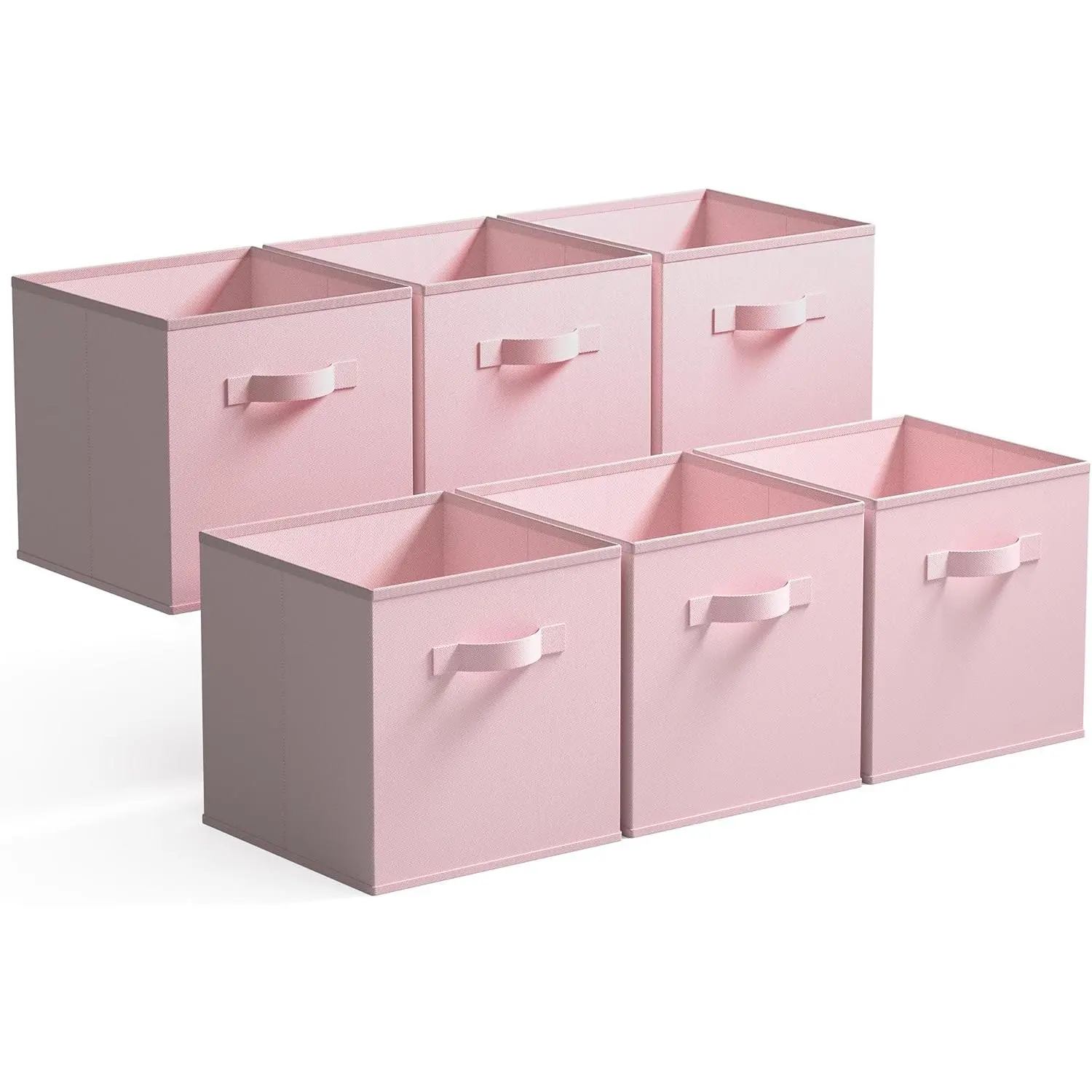 Cube Storage Bins, 11 Inch 6 Pack Storage Cube Organizer, Foladble Fabric Storage Boxes with Handle, Decorative Clothing Storage Baskets for Shelves, Closet, Pink,dorm essentials,home decor,dorm room inspo,college dorm essentials,dorm haul