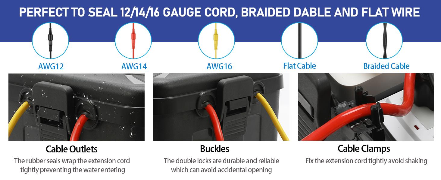 Outdoor Electrical Box, Weatherproof Extension Cord Covers for Indoor & Outdoor, IP54 Waterproof Protect Outlet, Plug, Socket, Timer, Power Strip