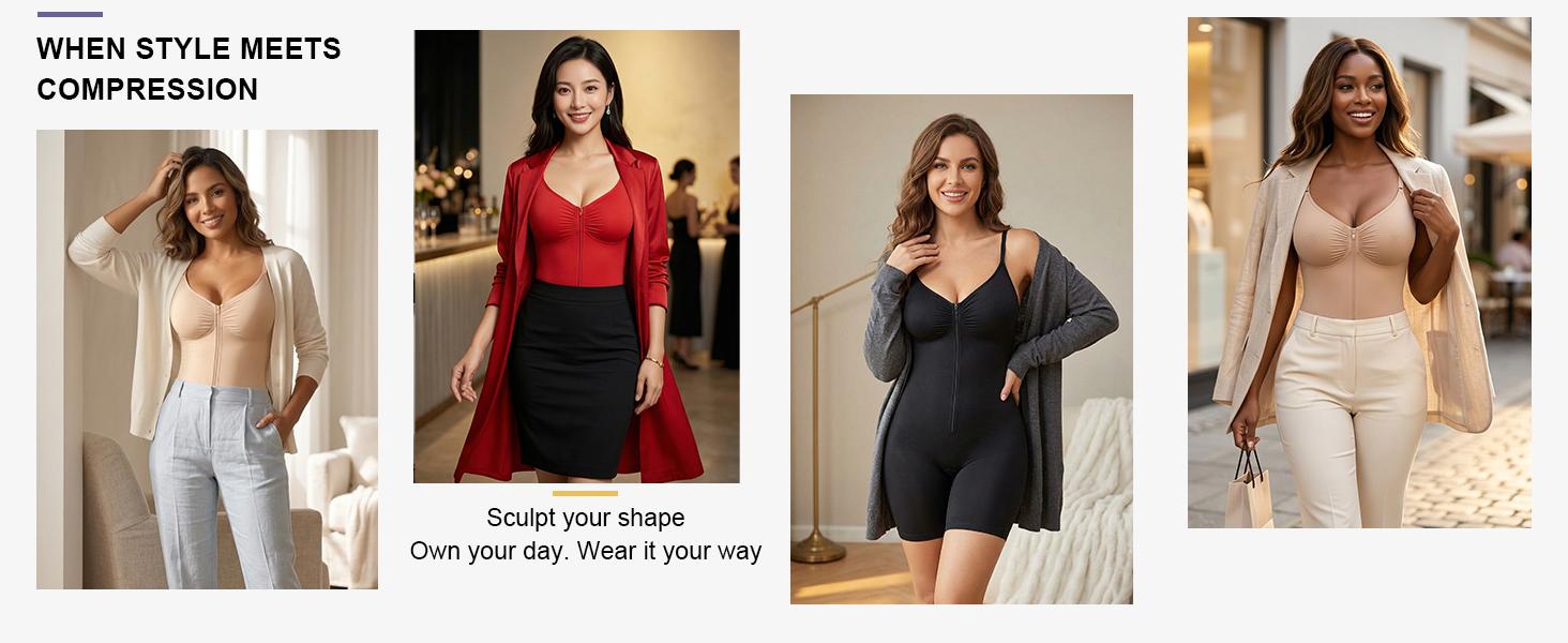 SHAPERX Shapewear for Women Tummy Control Bodysuits Zip-Up Comfort Ultra Stretch Fabric Customizable Fit Breathable Mesh Design Comfortable Fit SHAPERX Shapewear for Women Tummy Control Bodysuits Zip-Up Comfort Ultra Stretch Fabric Customizable Fit Breathable Mesh Design Comfortable Fit