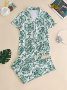 Pajamas Short Sleeve Set for Comfortable Sleepwear Soft Fabric Cozy Nightwear Ideal for Everyday Wear  Loungewear Womenswear