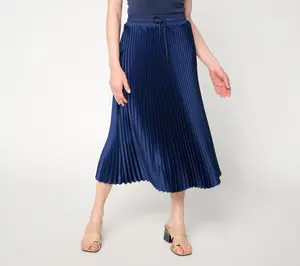 RM Studio x Rebecca Minkoff Petite Pleated Matte Satin Midi Skirt
