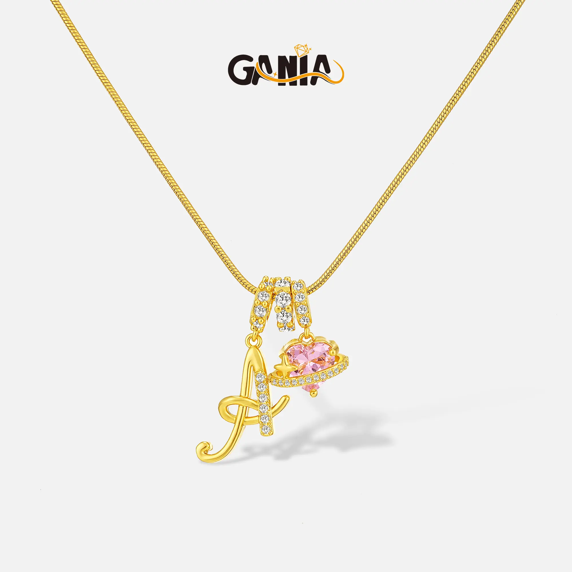 GANIA Art-designed personalized name letter necklace, free of allergenic ingredients, with adjustable size. It is an excellent Valentine's Day gift for women and girls.