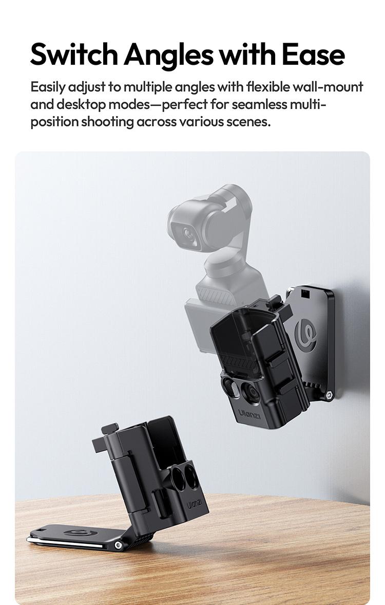 Ulanzi PK15 Pocket 3 Magnetic Mount Expansion Holder for DJI OSMO Pocket 3 Cold Shoe 180° Adjustable Video LED Light Mount Action Camera Accessories