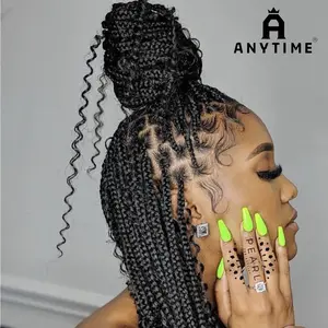 16-inch long black wavy synthetic braided lace front wig for women, glue-less, braided texture wig with baby hair hairline and bangs, synthetic braided full lace wig, suitable for parties, daily wear, and gifting, synthetic wavy hair extensions.