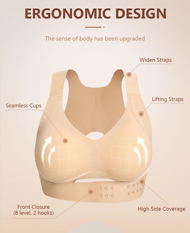 【Postural correction】Women's Wireless Full Coverage Sports Bra - Soft Breathable, Non-Removable Moulded Cups | Beige Yoga Gym Activewear for Daily & Fitness Use