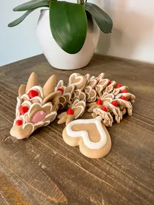 Baby Cookie Dragon | Mini Valentine Dragon | Heart Flexi Dragon | Articulated 3D Printed Toy | Cute Sugar Cookie Dragon Gift