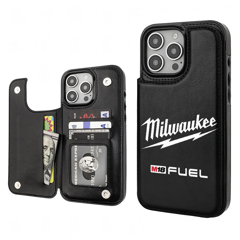 Milwaukee Pattern Phone Cases,Compatible For SAMSUNG GALAXY S22 S23 S24 ULTRA PLUS Premium Leather Flip Wallet with Card Bag Holder Women Gift ,Black Brown Pink,  Shockproof Anti-Drop Full Protection Cover Shell Casing