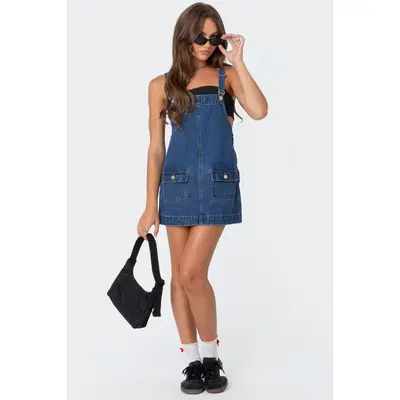 white christmas dresses Dark Wash Denim Halter Buckle Neckline Mini Dress white christmas dresses Dark Wash Denim Halter Buckle Neckline Mini Dress