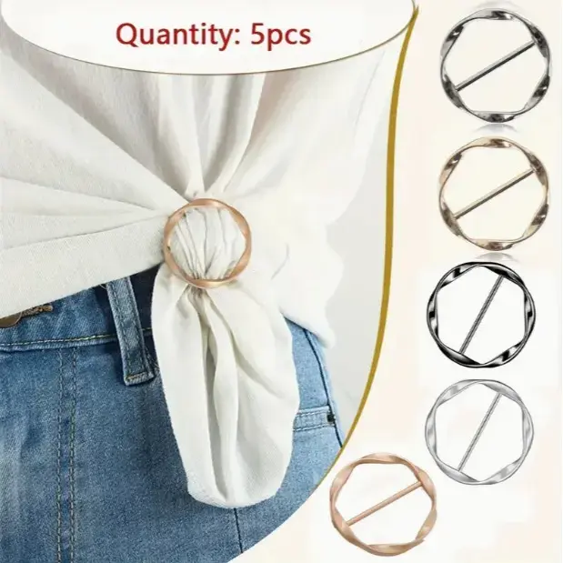 Metal Ring Waist Button Scarf Button Fashion Corner Hem Waist Knotted Brooches Women T-shirt Fixed Buckle Girl Decor Shirt Clips for Women Pearl Rhinestone T-Shirt Clip Scarf Ring Buckle Silk Scarf Ring Holder Metal Shirt Ring Waist Tie Clip Accessories