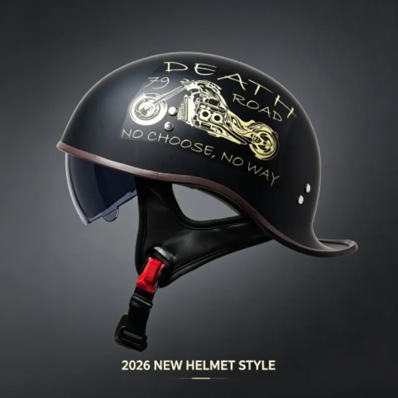 American Retro Motorcycle Half Helmet, Half Face Helmet, Unisex Safety Helmet for All Seasons, Personalized Riding Gear for Electric Bikes and Motorcycles, Distinctive Graphics, Motorcycle Helmets