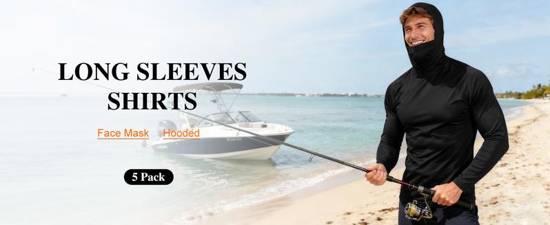 3  PACKS  Men's Athletic Hoodies Long Sleeve Fishing Shirts for Men Hooded   Set with Face Mask