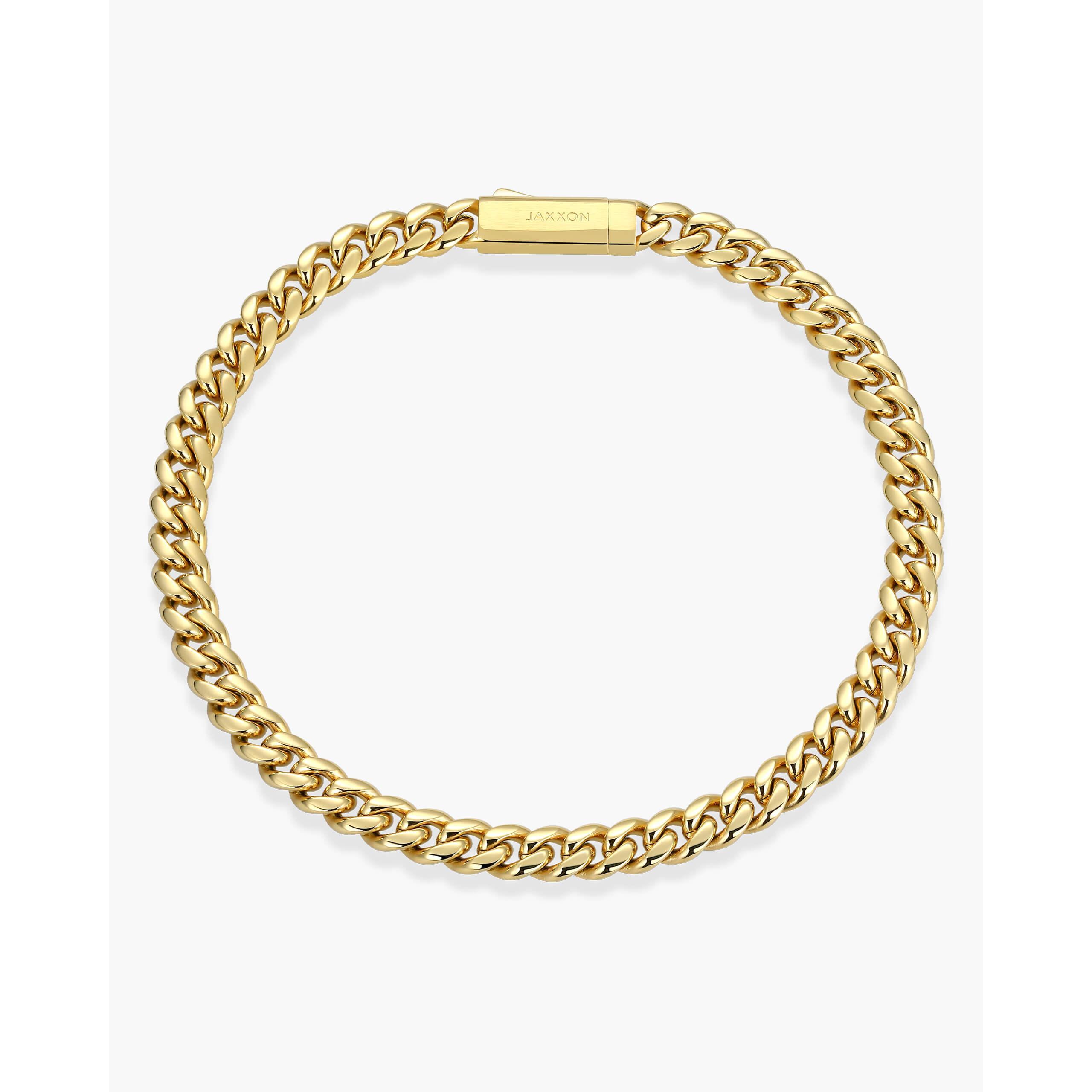 JAXXON Cuban Link Bracelet 5mm - Gold - Waterproof - Box Clasp