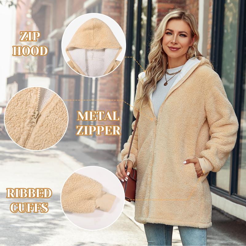 Women's Casual Full Zip Up Sherpa Lined Hoodie Sweatshirt Jacket Coat  Womenswear Tops FallFreshness #outdoorfun