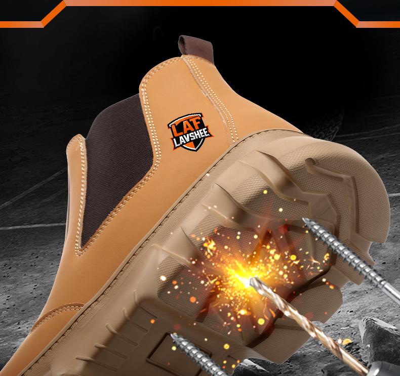 Lightweight steel toe brown anti slip work shoes - splash proof, smash proof, puncture proof, breathable safety shoes SpringStatements
