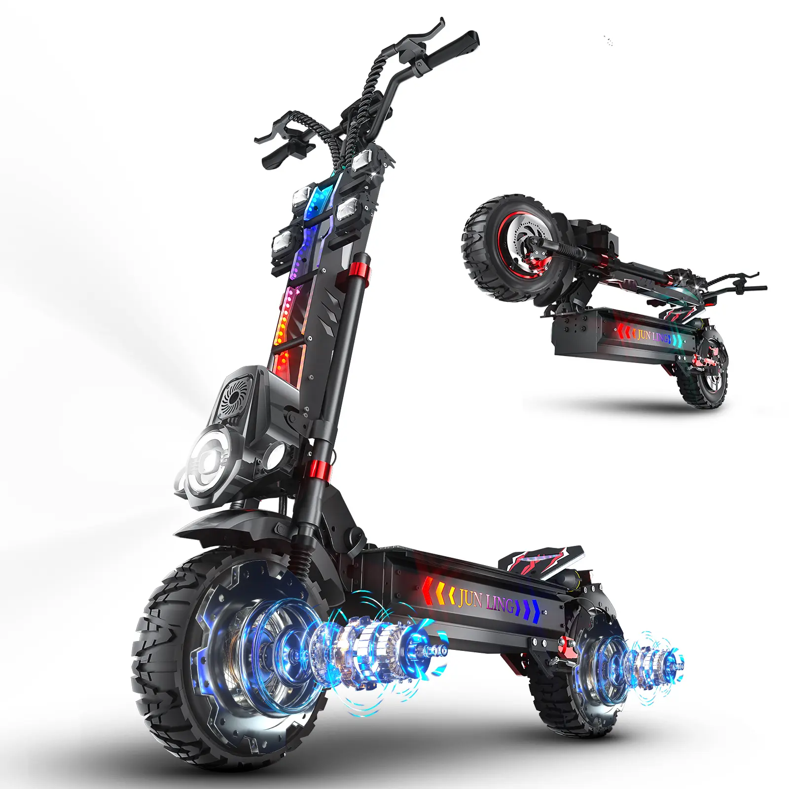 JL86Pro 10000W All-Terrain Dual Motor Fat Tire Large Wheelset Electric Kick Scooter for Adults, 60V 40Ah Battery, 55MPH Speed, 75+ Mi Range, 13" Tires, Hydraulic Suspension & Brakes, Foldable, Dual Motor Scooter, Fat Tire Kick Scooters