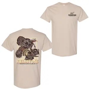 Fieldstone Wild Turkey Hunting T-Shirt, Southern Outdoor Graphic Tee, Unisex Shortsleeve Crewneck, Fabric Cotton, Menswear Top, Gifts for Men and Women, Trendy Shirt for Gobbler Season & Country Life