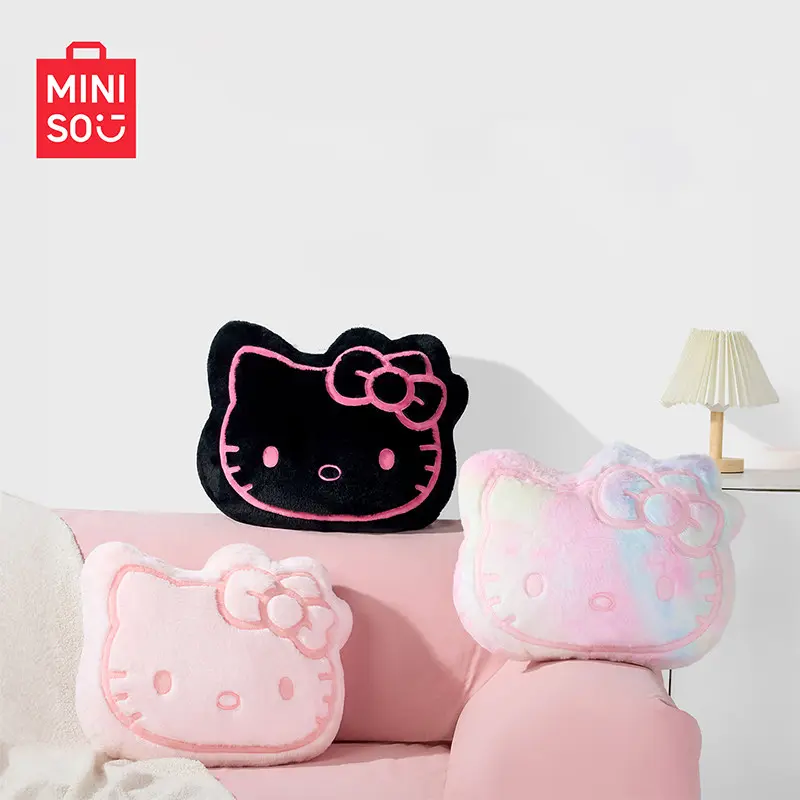 MINISO HK Ultra-Soft Plush Throw Pillow, Fluffy Huggable Stuffed Doll Cushion for Sofa, Bed Naps & Daily Lounging, Cute Kawaii Summer Home Decor, Perfect Holiday Gift for Hello Kitty Fans