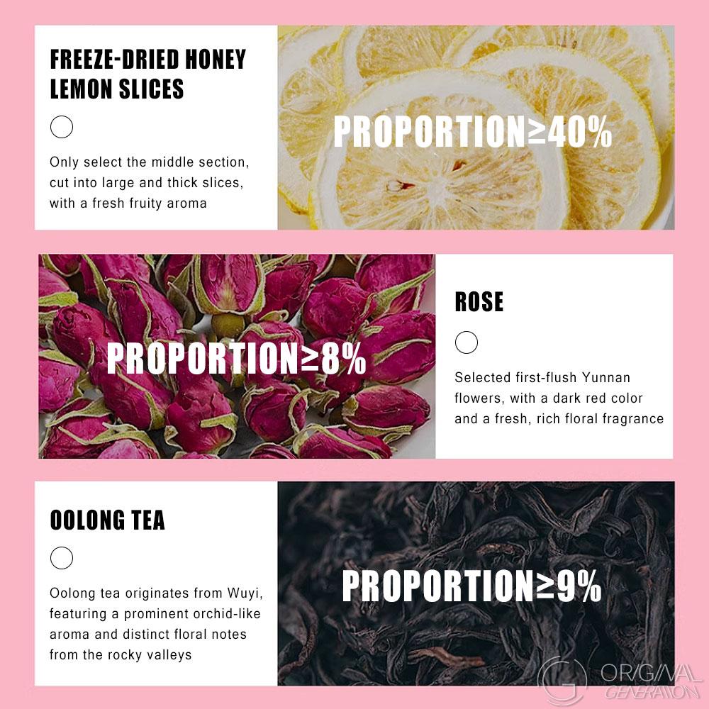 Beauty Tea Lemon Rose Oolong Tea Summer Limited Edition  (7.5g×10packs) With Lemon,Apple,Dragon Fruit,Pear,Oolong Tea,Rose,Citronella,Mint