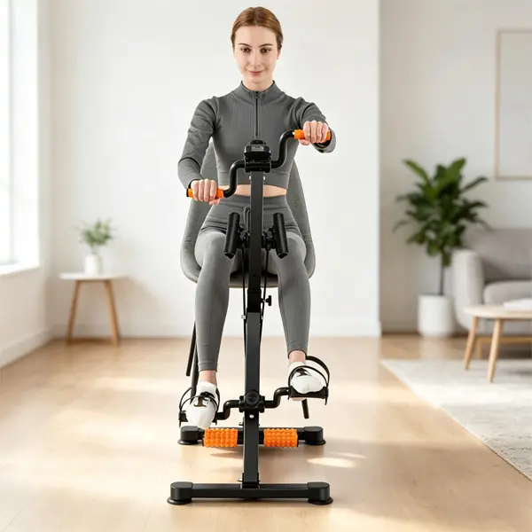 Metal Multi-Function Pedal Exerciser with LCD Monitor, Adjustable Arm-Leg Design, Massage Function, Resistance Bands, Sturdy Frame, Stable Floor Grip, Flexible Fit, 265 lbs Capacity - Low-Impact Cardio, Gym Equipment for Home, Senior Rehabilitation