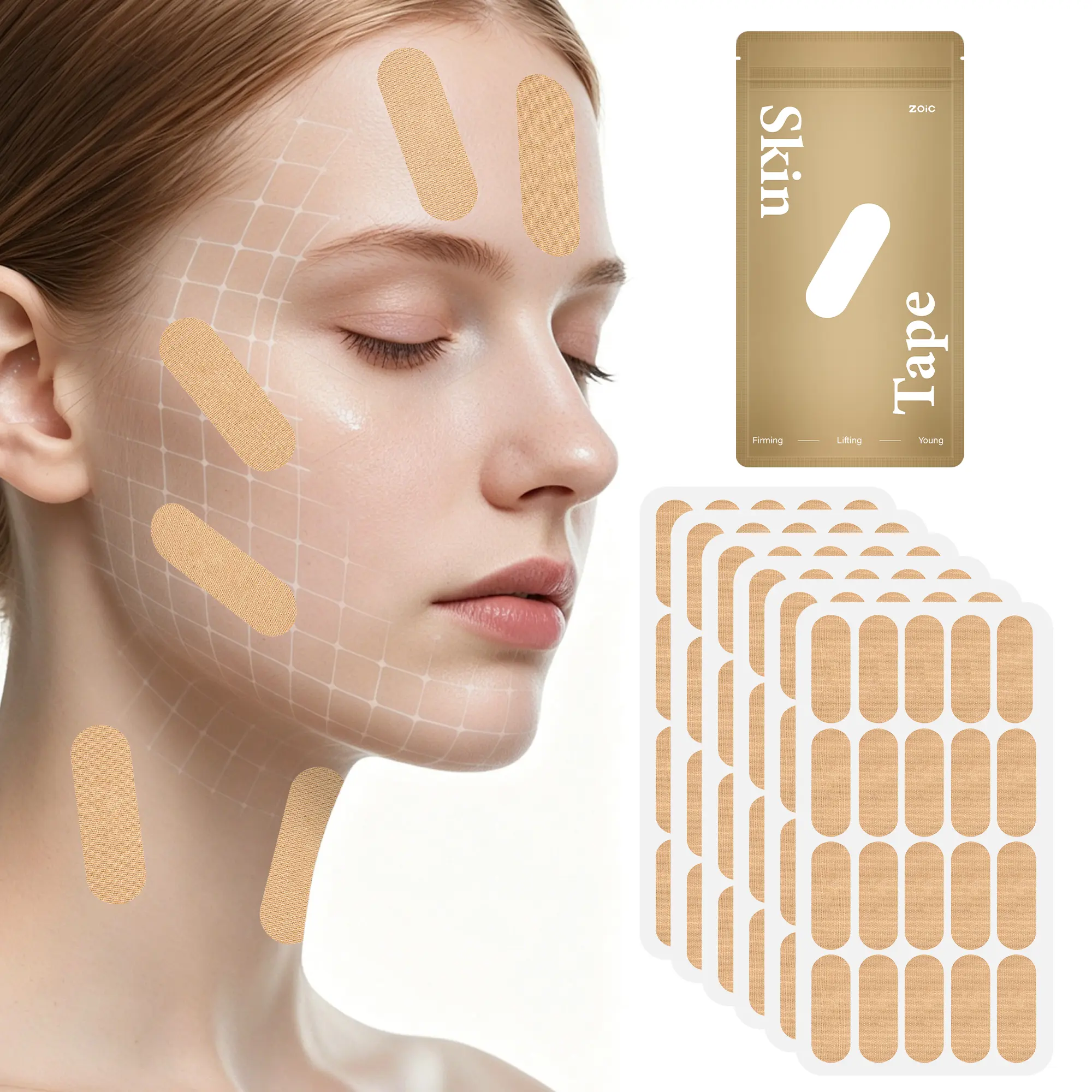 120-Strip Face and Neck Wrinkle Patches - Face Tape Wrinkle Smoothers for Forehead, Cheeks, Crow's Feet, Frown Lines, Lifting Firming Anti-Aging Skincare Tool for Daily & Sleep Use