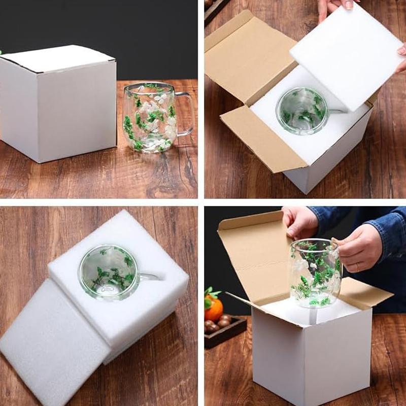 【FaddishDeal】Double glass flower tea cup, 390ml glass coffee cup, insulated flower coffee cup, transparent cup with dried flowers. Drinkware Tumblers.