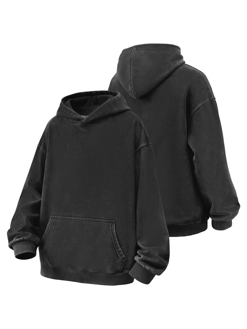 CCCMAI Men's Loose Fit Versatile Hoodie Casual Athletic Long Sleeve Hooded Sweatshirt for Fall Winter Daily Wear Sportswear Indoor Outdoor Activities Menswear Tops Pullover Stylish Wetsuit Beige Black Plain Vneck