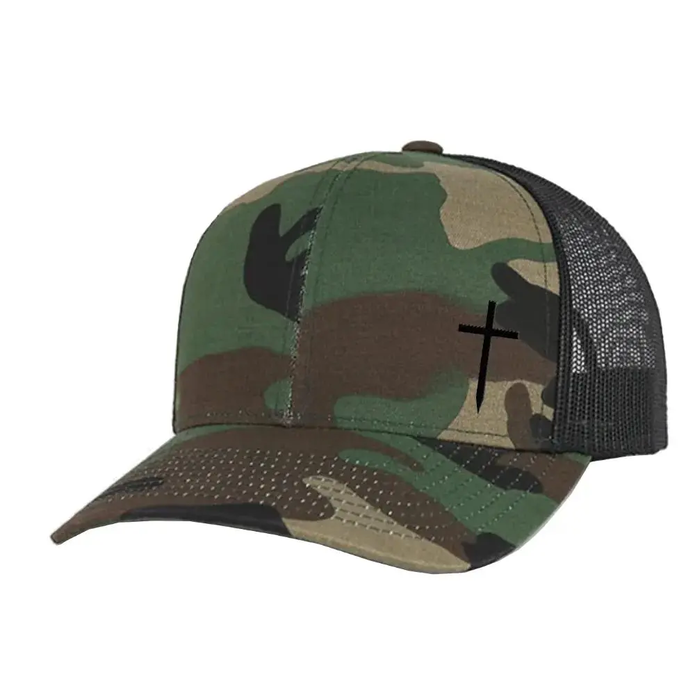 Trenz Shirt Company Men's Christian Embroidered Cross Hat, Embroidered Cap for Special Occasions, Caps With Designs, Embroidered Fitted Cap
