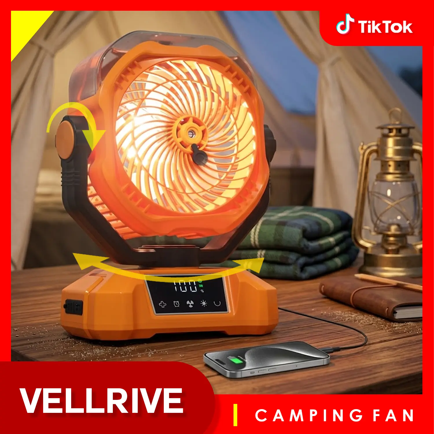 Portable Misting Fan - 20000mAh Standing & Hanging 90° Oscillation - Rechargeable Fan with Mist for 3-Levels LED Light - 5 Speed Outdoor Cooling fan for Patios, Camping, Travel