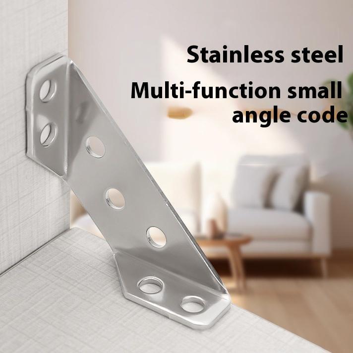 Spring Home Improvement Essential 20 Corner Codes +120 Screw Stainless Steel Multifunctional Angle Bracket Connector, Three-sided Fixed Angle Iron Bracket Universal for Wood Furniture