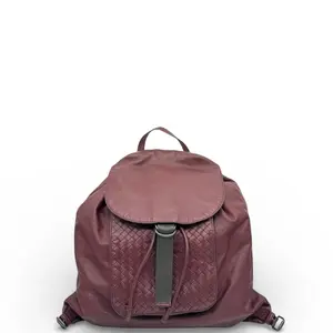Pre-owned Bottega Veneta Leather Backpacks Backpack Calfskin Calfskin Intrecciato Red (yl1229o4)