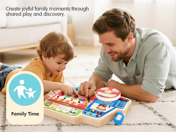 hahaland 18-in-1 Farm Truck Sensory Board: 18 activities with LED lights & switches! A Montessori toy that develops fine motor skills. The perfect travel, birthday, or Christmas gift.