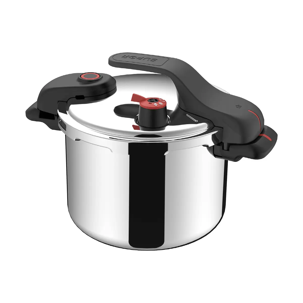 SUPOR Stainless Steel High-Pressure Stovetop Pressure Cooker - 6L 22cm Cookware for Fast Family Meal Preparation (90kpa)