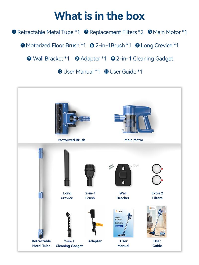 N3S Cordless Vacuum, Electric Floor Sweeper, Lightweight Powerful Suction Stick Canister Vacuum For Home Hardwood Floor Pet Hair Carpet Household