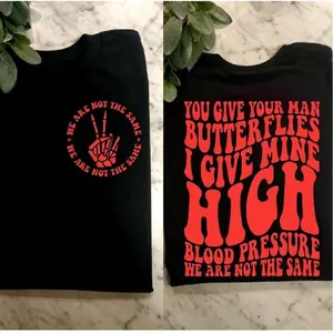 Women's Men's High Blood Pressure Humor Retro T-Shirt - 100% Cotton Fabric, Relaxed Fit, Round Neck, Short-Sleeve/Hoodie, 180G/230G, Soft Casual, Made In USA, SaffronSequin